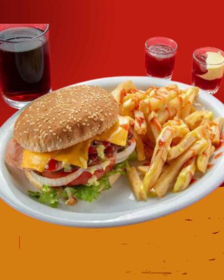 Combo Hamburguesa Jamon y Queso