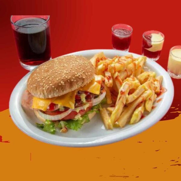 Combo Hamburguesa Jamon y Queso